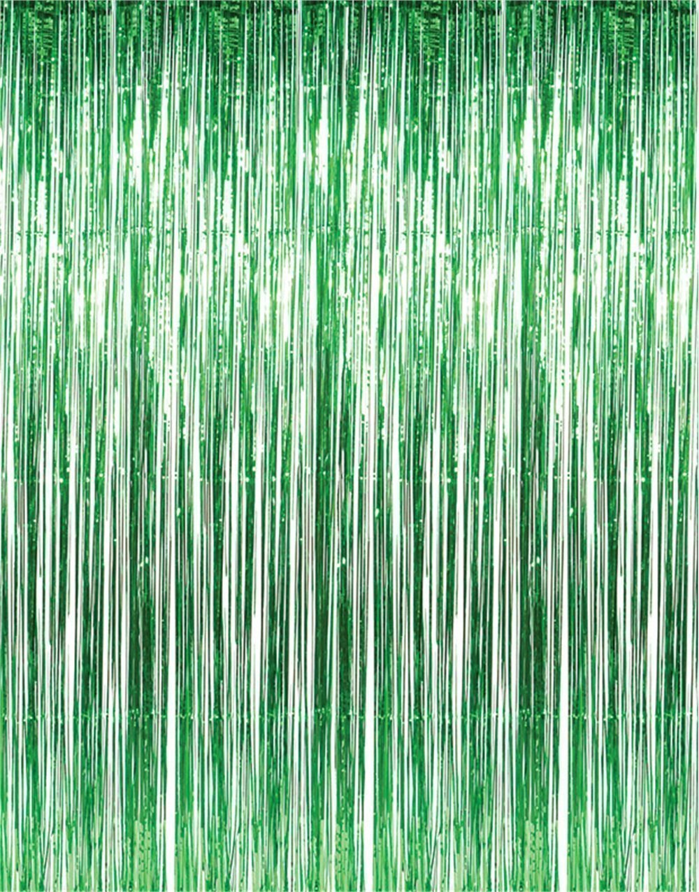 Metallic Shimmery Green Foil Fringe Curtains 3 Feet X 8 Feet Party Decoration Pkg/3