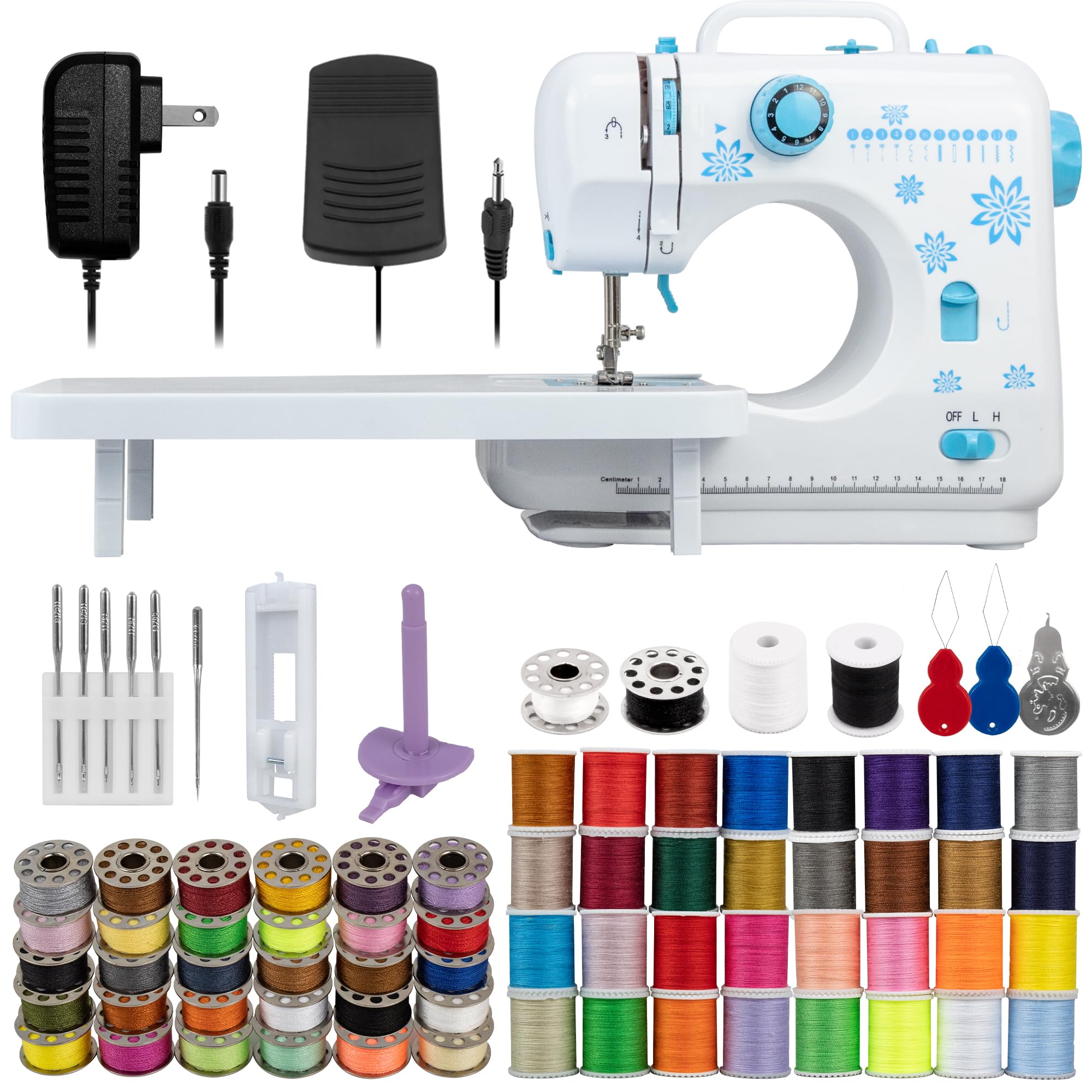 NEEDLENEST Mini Sewing Machine for Beginners, Kids & Adults - Compact & Portable with Extension Table, 12 Stitch Options, Foot Pedal, LED Light - Ideal for Learning, Crafting, Everyday Use 505U