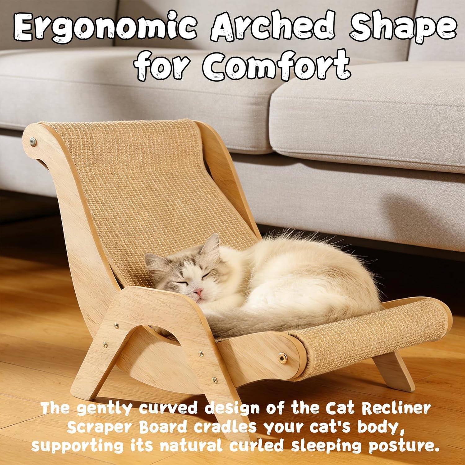 Cat Recliner Scraper Board, Comfortable Cat Recliner Scraper Board, Wear-Resistant and Scratch-Resistant, Loved by Cats (M)