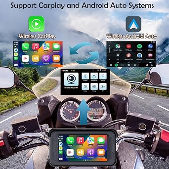 Waterproof Motorcycle Dash Cam with Wireless CarPlay & Android Auto