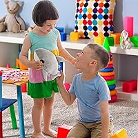 Vista 6 de Puzzled Peluche de tiburón de peluche, suave y abrazable, tiburón gris, adorable juguete de peluche de tiburón para jugar, lindos regalos de vida