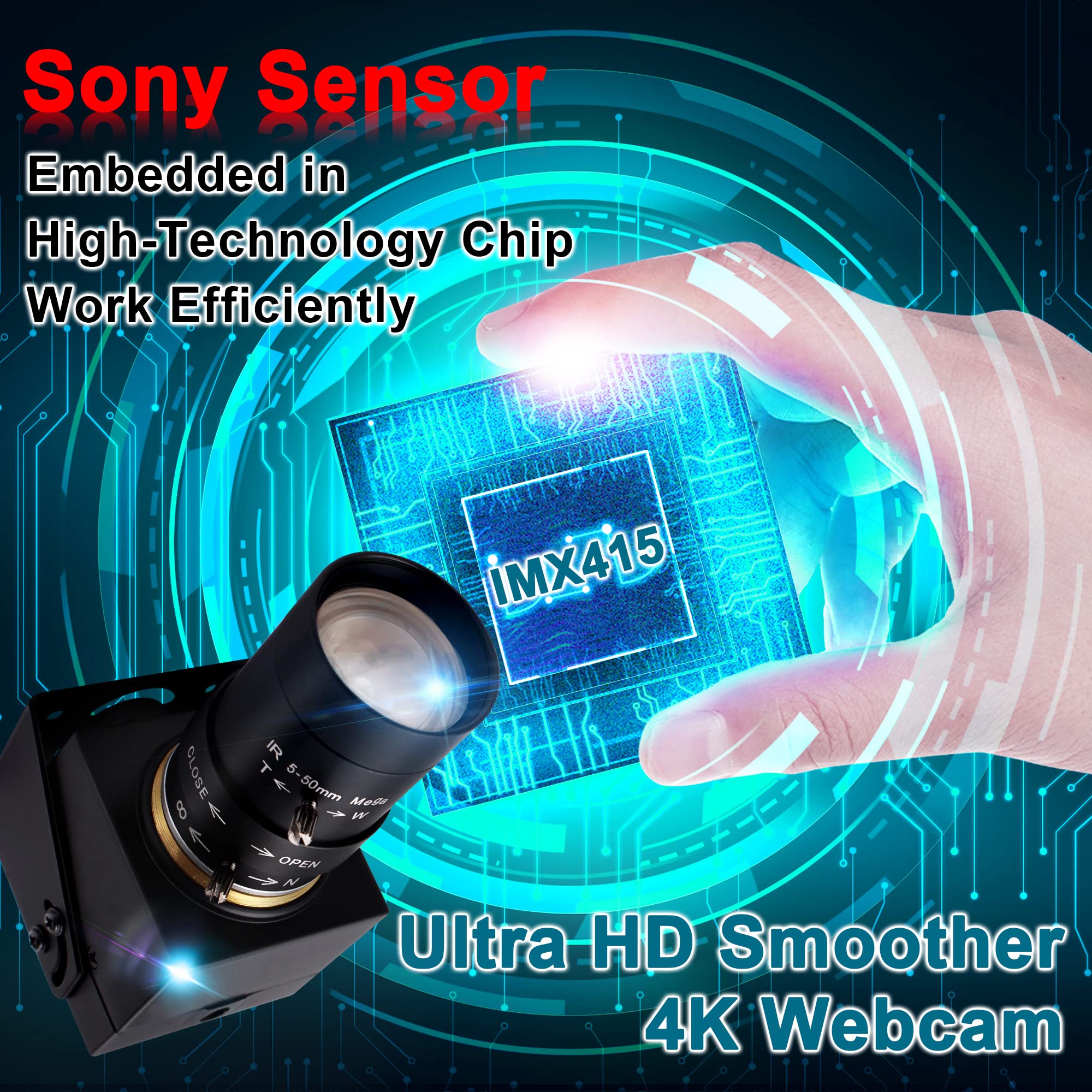 ELP 4K Ultra HD USB Camera 3840x2160 30fps IMX415 Sensor Webcam With Zoom Lens 5-50mm Manual Focus For Windows/Linux/Android - View #9