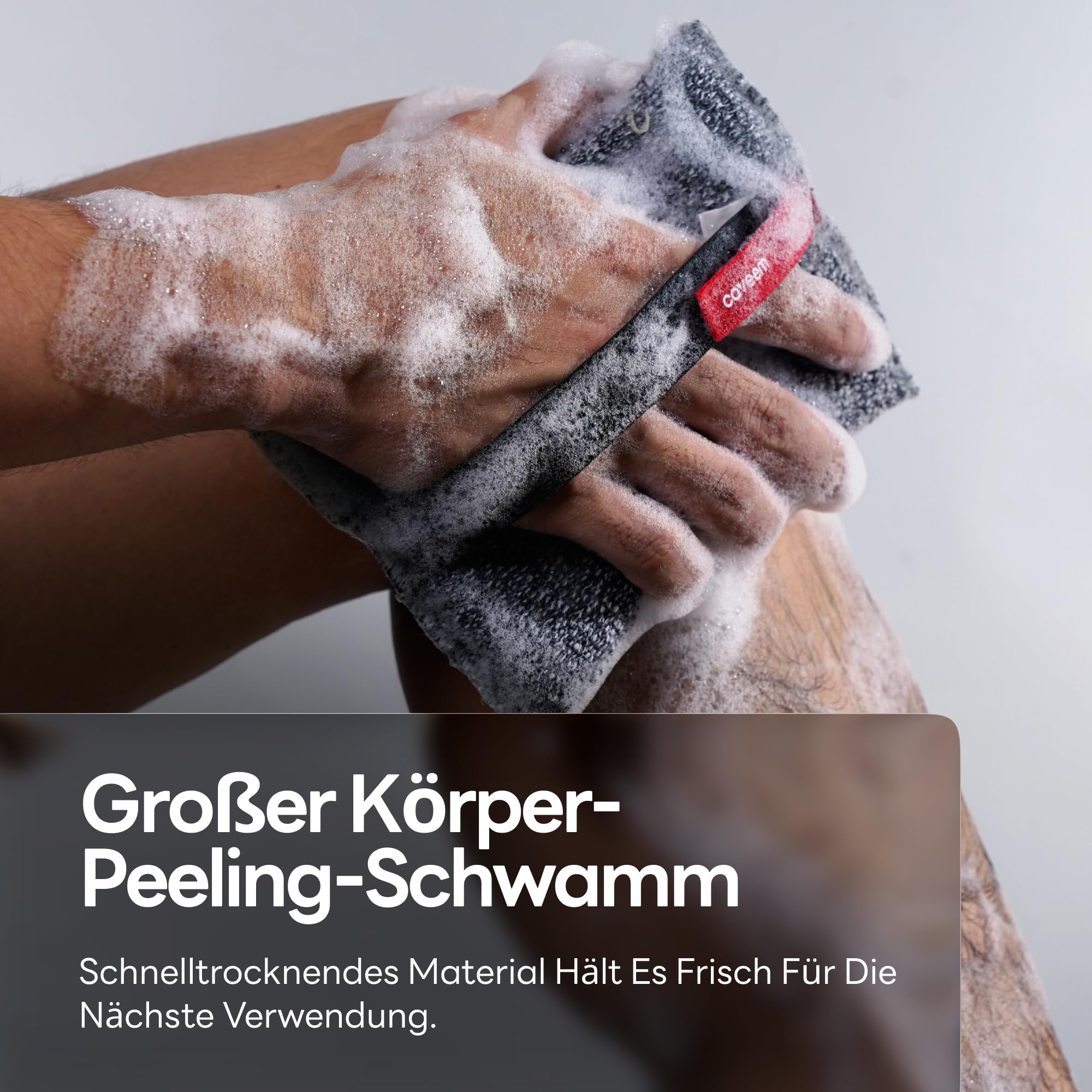 CAVEEM Peeling-Körperschwamm, Rauer Körper-Exfoliator zum Entfernen Abgestorbener Haut, Quadratischer Duschschwamm für Herren, Starker Bade- & Körperpuffer (2er-Pack)