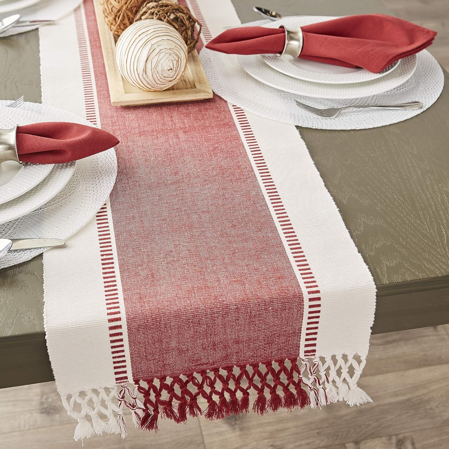 See full amazon price history chart for CRAZYWEAVES Cotton Table Runner for 6 Seater Dining Table, Heat Resistant Handcrafted Table Runners for Dinning Table/Party Restaurants with Tassels at End (Red, L-182 cm, W-32 cm) CRAZYWEAVES Cotton Table Runner for 6 Seater Dining Table, Heat Resistant Handcrafted Table Runners for Dinning Table/Party Restaurants with Tassels at End (Red, L-182 cm, W-32 cm) (B09R4QLVJ1) Amazon Price History, Amazon Price Tracker