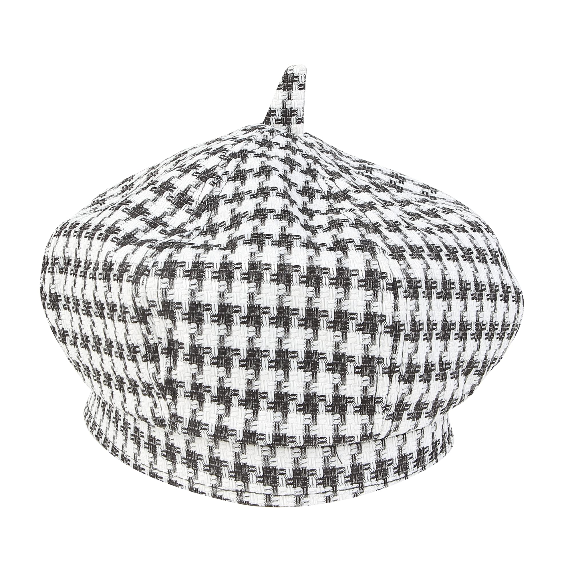iSWEVEN French Beret Cap All Season Unisex Artist Newsboy Hats, Ascot Cotton British Style Adjustable Women's Caps, WBC8112A (White-Black, Free Size) - Image 6 thumbnail