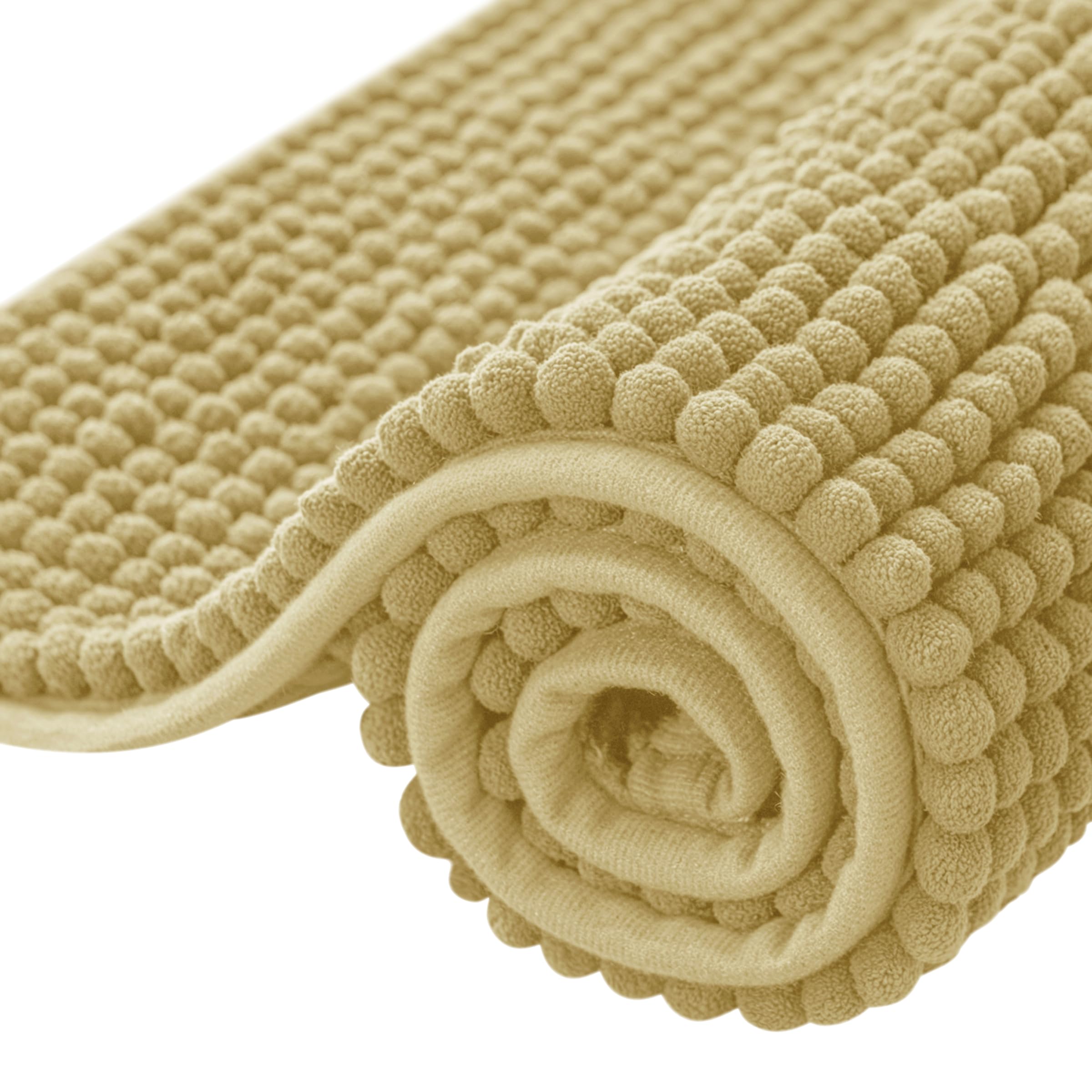 SUBRTEX Bathroom Rugs Chenille Bath Rug, Soft Short Plush Bath Mat, Water Absorbent Shower Mat, Quick Dry Machine Washable(Yellow, 20" x 32")