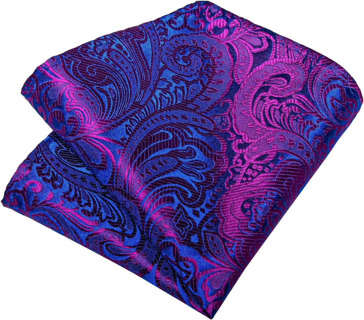 DiBanGu Silk Floral Ties for Men Woven Paisley Necktie and Tie Clip Handkerchief Cufflinks Set for Party Wedding - Image 6