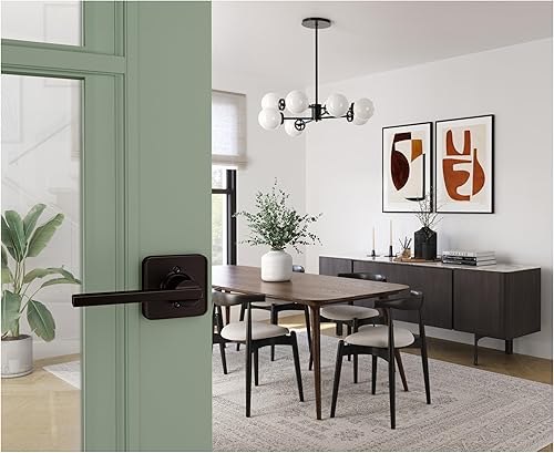 Miniatura 215 de Schlage Latitude F10 LAT 622 CEN Manija de paso con roseta Century, para pasillo y armario, negro mate Mate negro