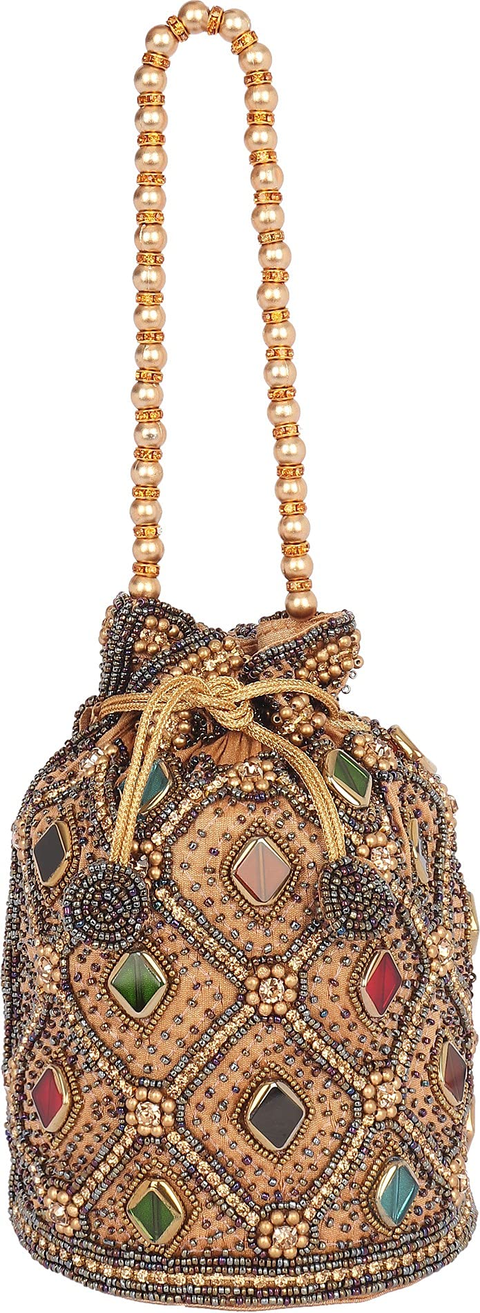 Bag Pepper Potli | Wristlets Ethnic Potli For Womens | Designer Rajasthani Style Royal Clutch Silk Batwa Bag | Zari Work Potli | bridal potli bags...Gold (B09C8MRVN4) Amazon Price History, Amazon Price Tracker
