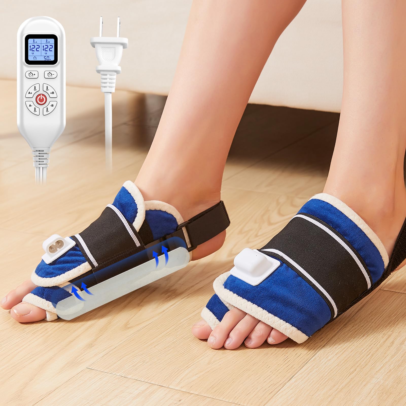 JOBYNA Electric Heating Bunion Correction, 2PCS 86-158℉ Big Toe Straightener for Hallux Valgus Bunion Pain Relief, Auto Shut Off, One Size Fits Most All