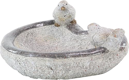 Miniatura 2 de Deco 79 Polystone - Escultura decorativa de pájaro para jardín para interiores y exteriores, estatua de jardín con cuenco de baño, escultura al aire