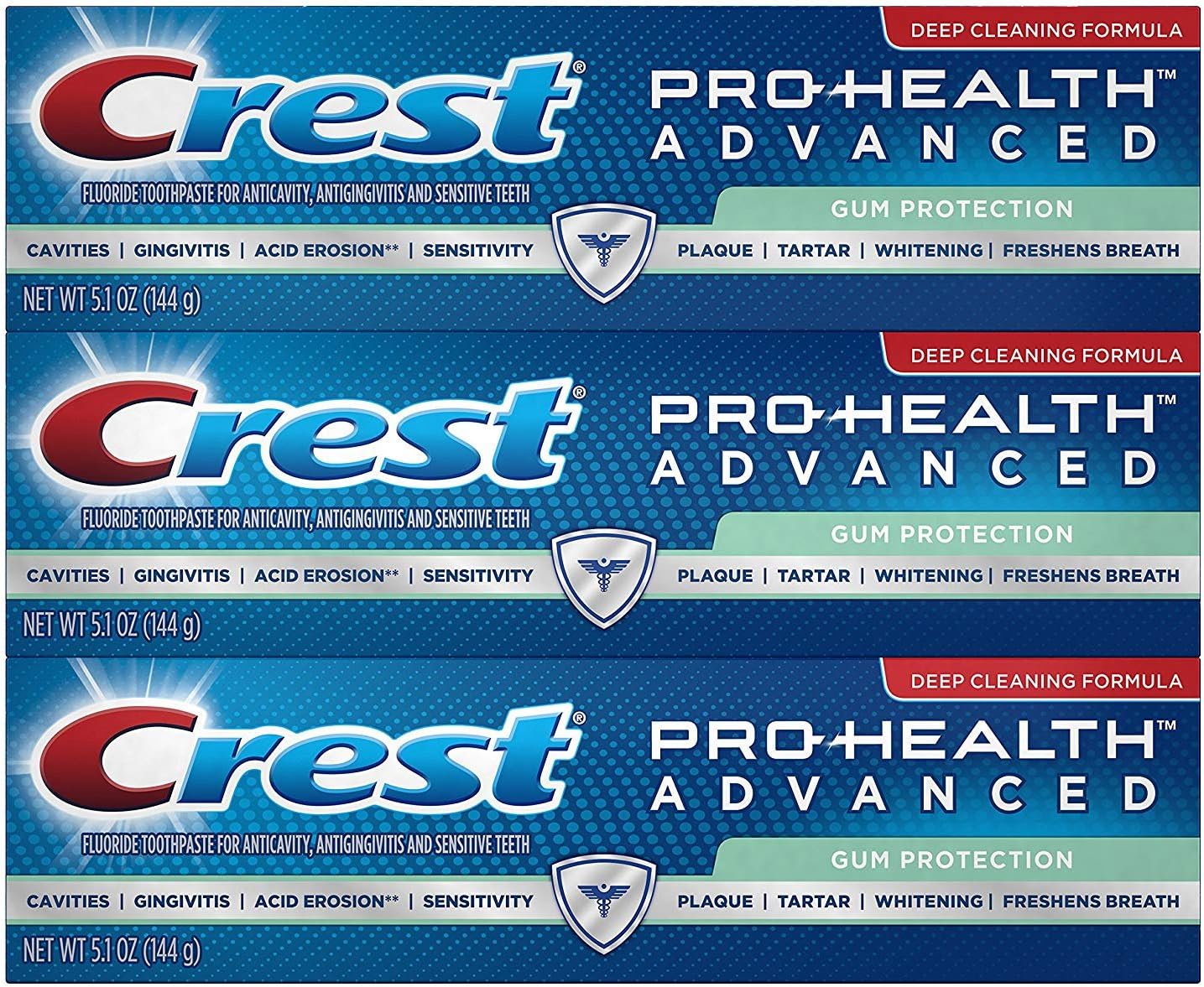 CrestPro-Health Advanced Gum Protection Toothpaste 5.1 oz, Pack of 3 (Cap May Vary)