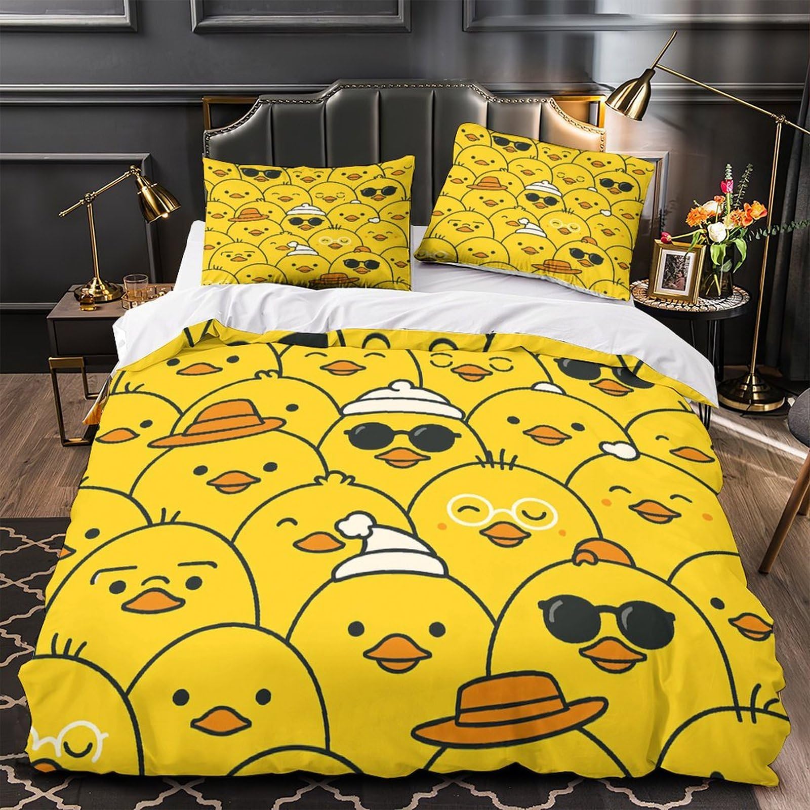 Housse de couette poussin jaune 3D déco chambre d'enfant douillette