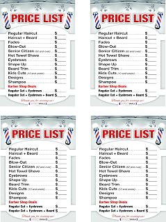 Barber Price List Small Prints Dimension 8 1/2 x 11 inches, Laminated, Barber Poster Small (4)