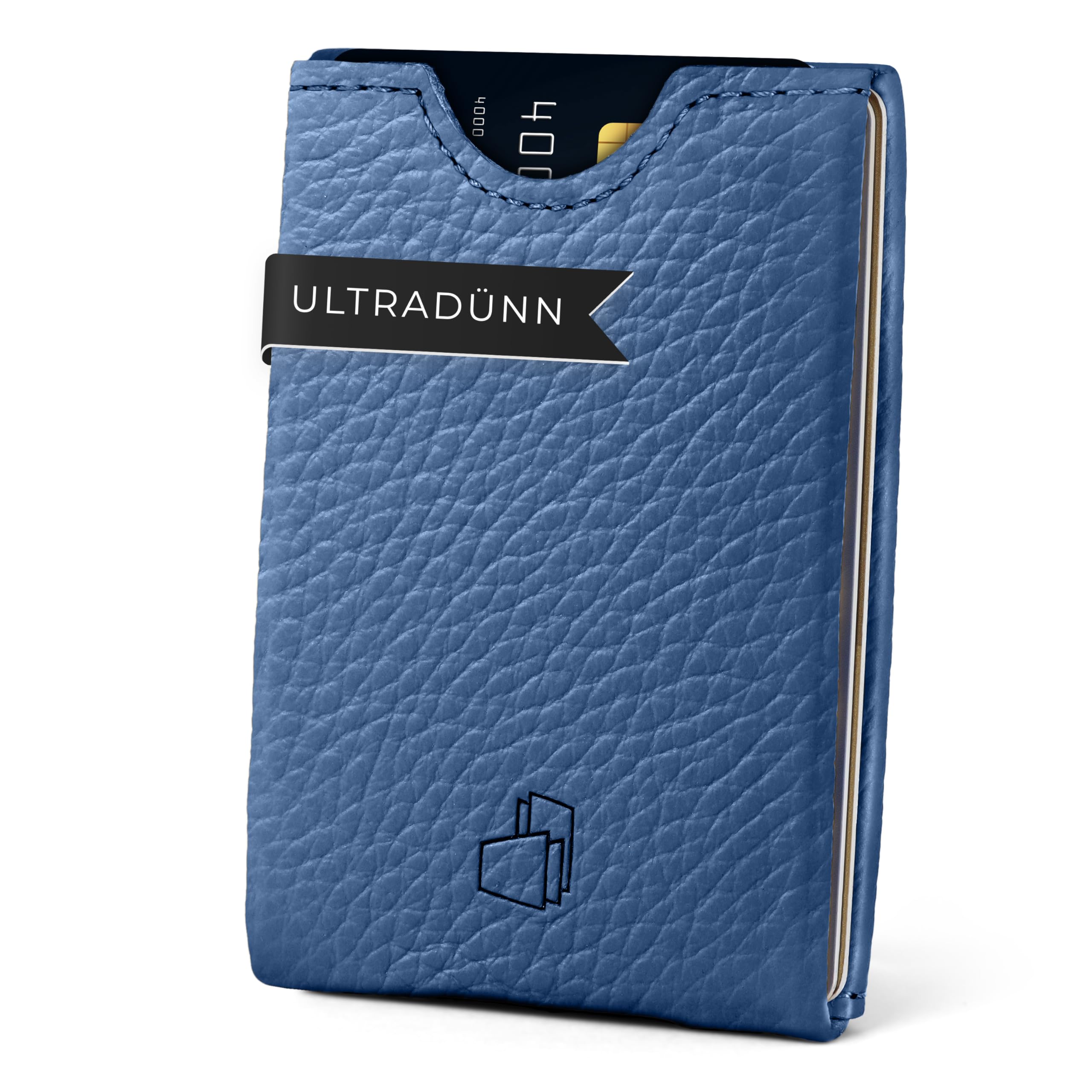 Portafoglio porta carte di credito, ultra sottile [pelle liscia e struttura] 2 x custodie per carte di credito RFID | Handmade in Germany | Porta carte di credito da uomo, porta carte di