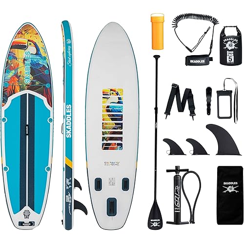 10’6’’ Portable Inflatable Stand Up Paddle Board (SUP) for Adults and Youth with Non-Slip Deck – Complete Accessories Kit, Perfect for Fishing, Yoga, Fitness & Family Fun