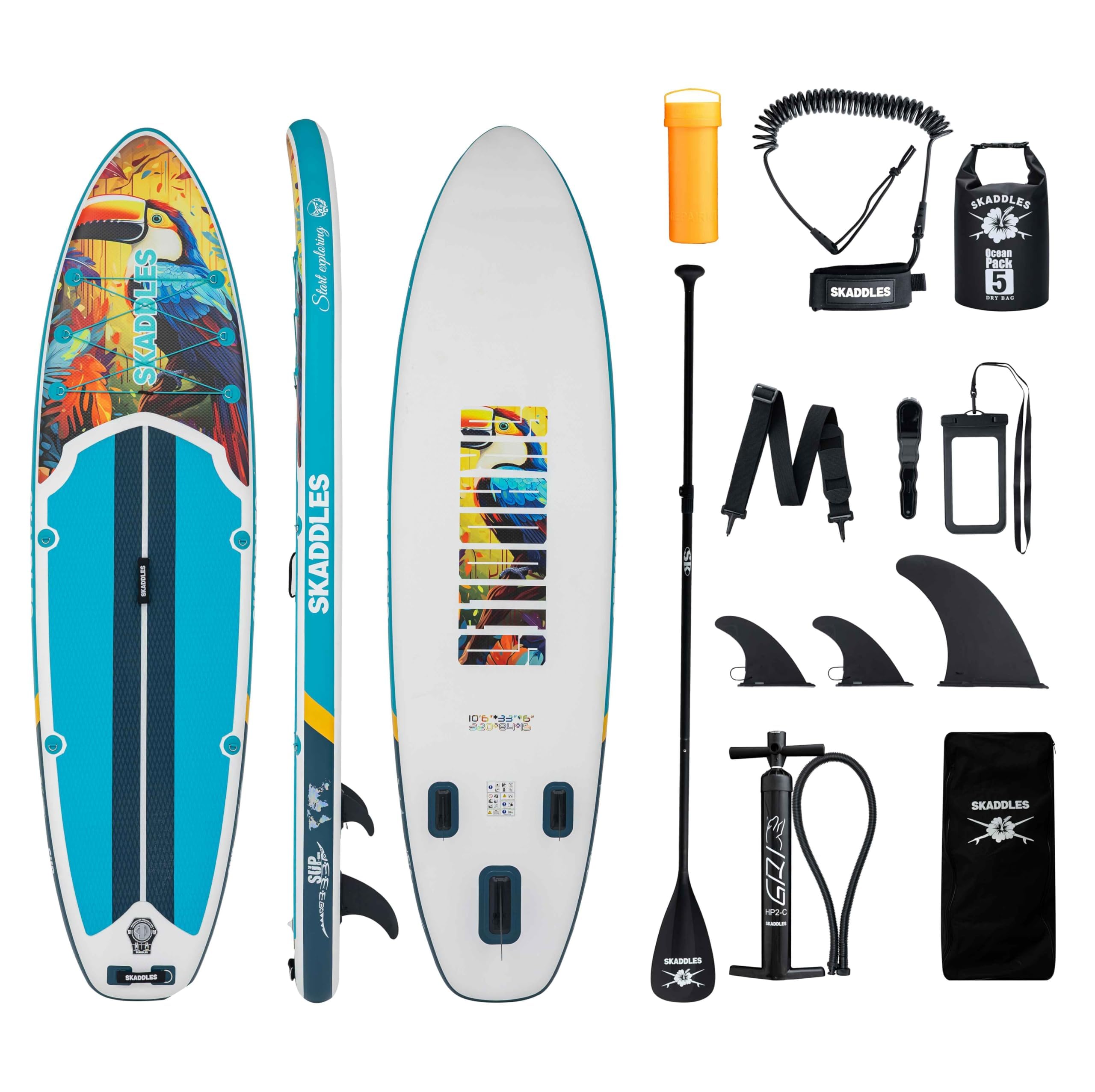 10’6’’ Inflatable Stand Up Paddle Board (SUP) for Adults and Youth with Non-Slip Deck – Complete Accessories Kit, for Fishing, Yoga, Fitness & Family Fun