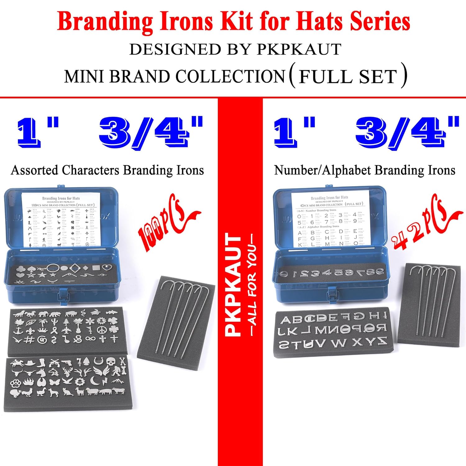 Mini Branding Irons Kit, 26 Letters en 10 Cijfers Gepersonaliseerde Branding IJzers met 3 Handvatten voor Hout Lederen Hoeden Vilt Koeienhuid ( niet voor Voeding