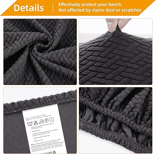 Miniatura 4 de Funda para banco de comedor, fundas elásticas resistentes al desgaste, fundas antideslizantes y extraíbles para sala de estar, dormitorio, cocina