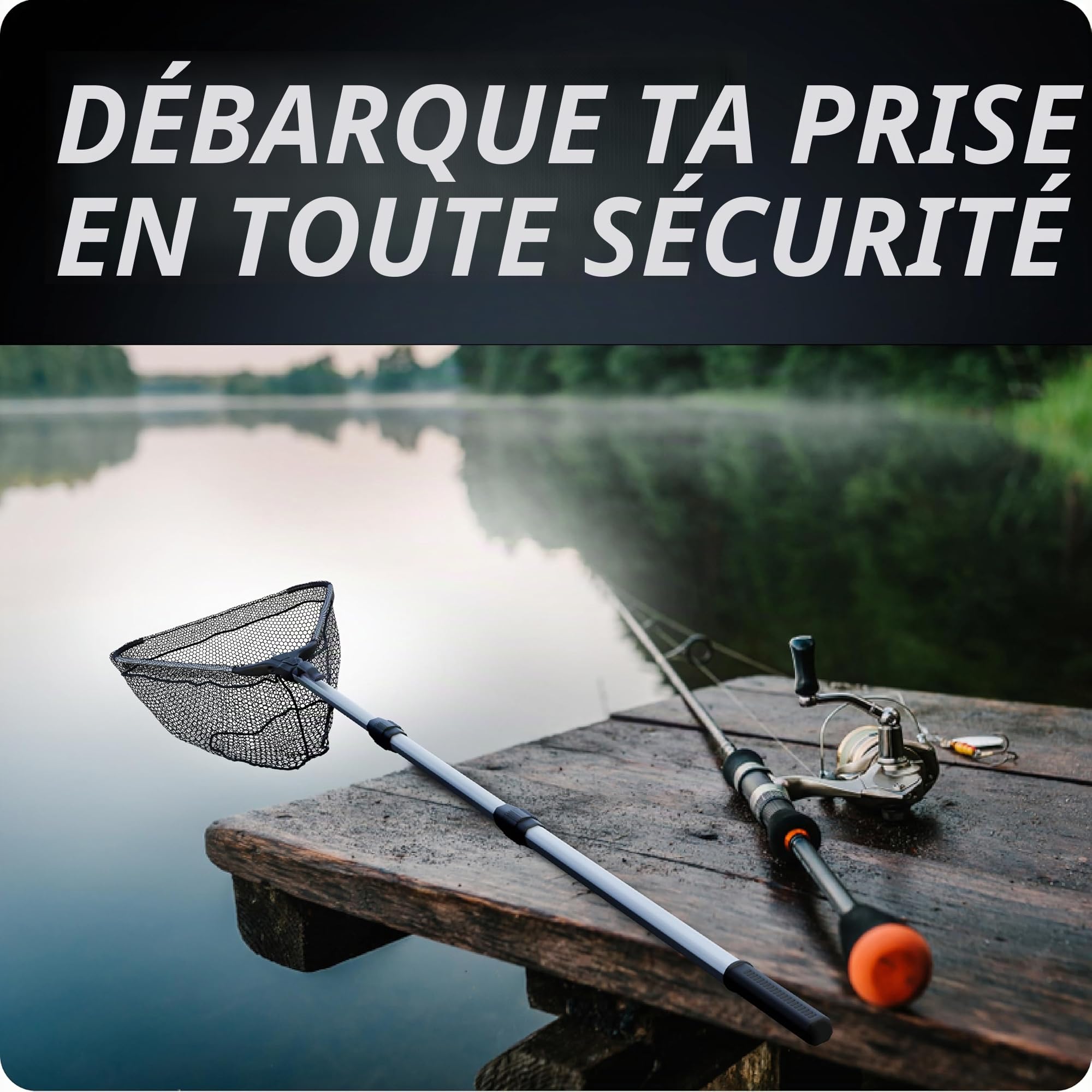 Paradox Fishing Épuisette caoutchoutée 1,6 m/2,1 m I Épuisette télescopique caoutchoutée I Épuisette de pêche caoutchoutée – Épuisette de pêche