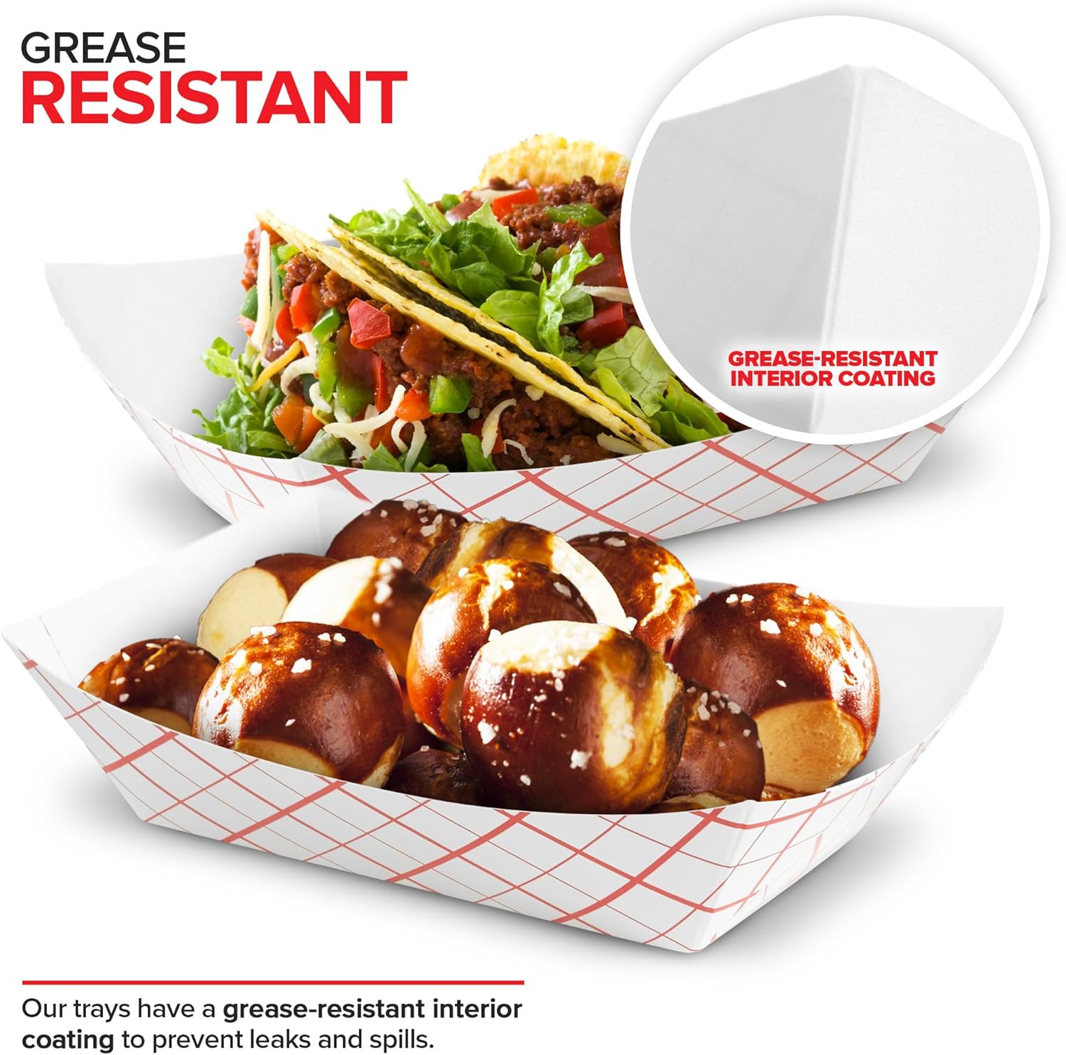 Stock Your Home Small Paper Food Boats (250 Pack) – 1 lb Disposable Red & White Checkered Paper Trays, Eco-Friendly Serving Boats for Concession Food, Condiments & Nachos, 4.25" x 2.2"