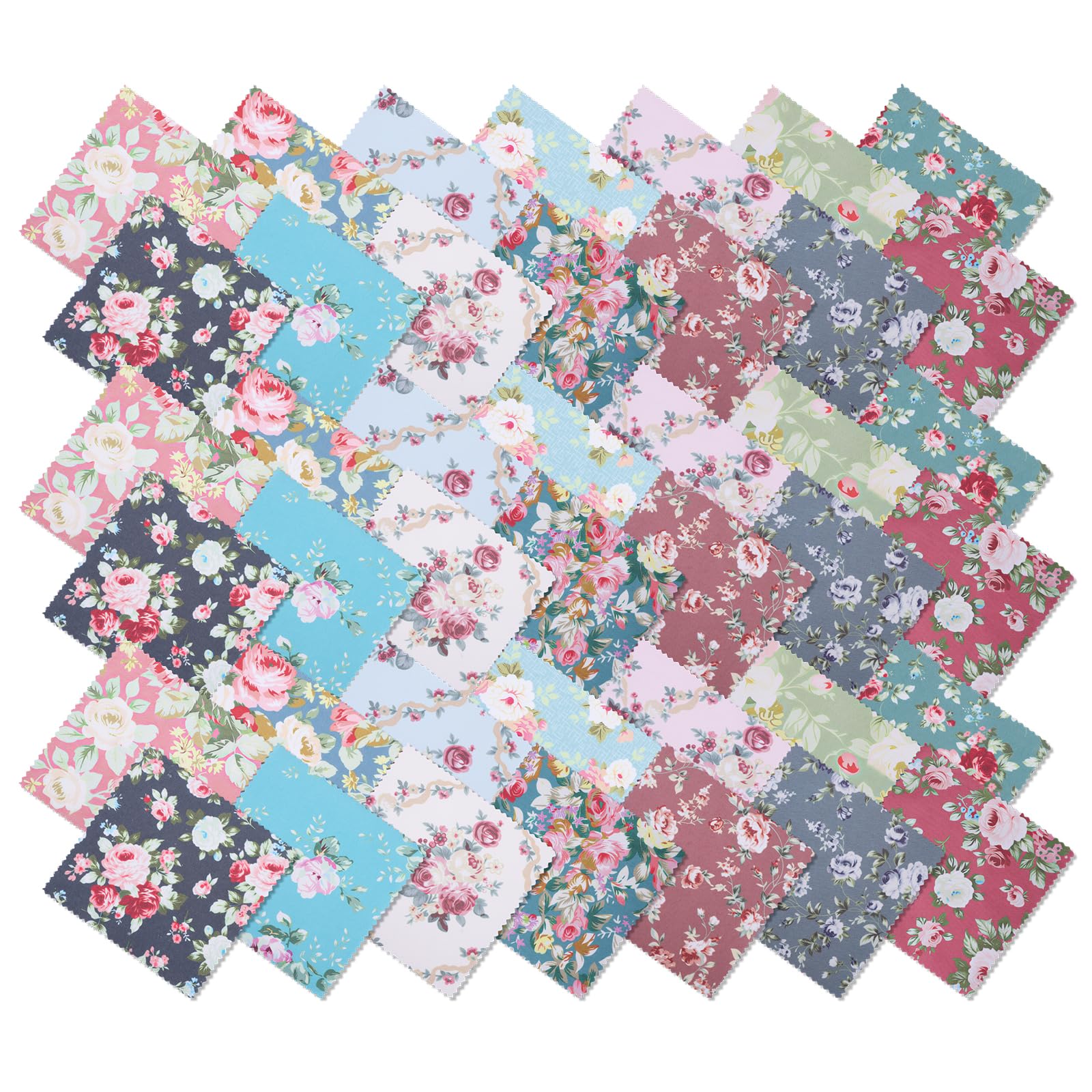 42PCS Charm Packs for Quilting 5 Inch Vintage Floral Fabric Squares Precut Squares Patchwork Fabric for Quilting, Sewing, Home Decor, Patchwork Quits, Bags, Party Decor, and Craftsο»Ώ