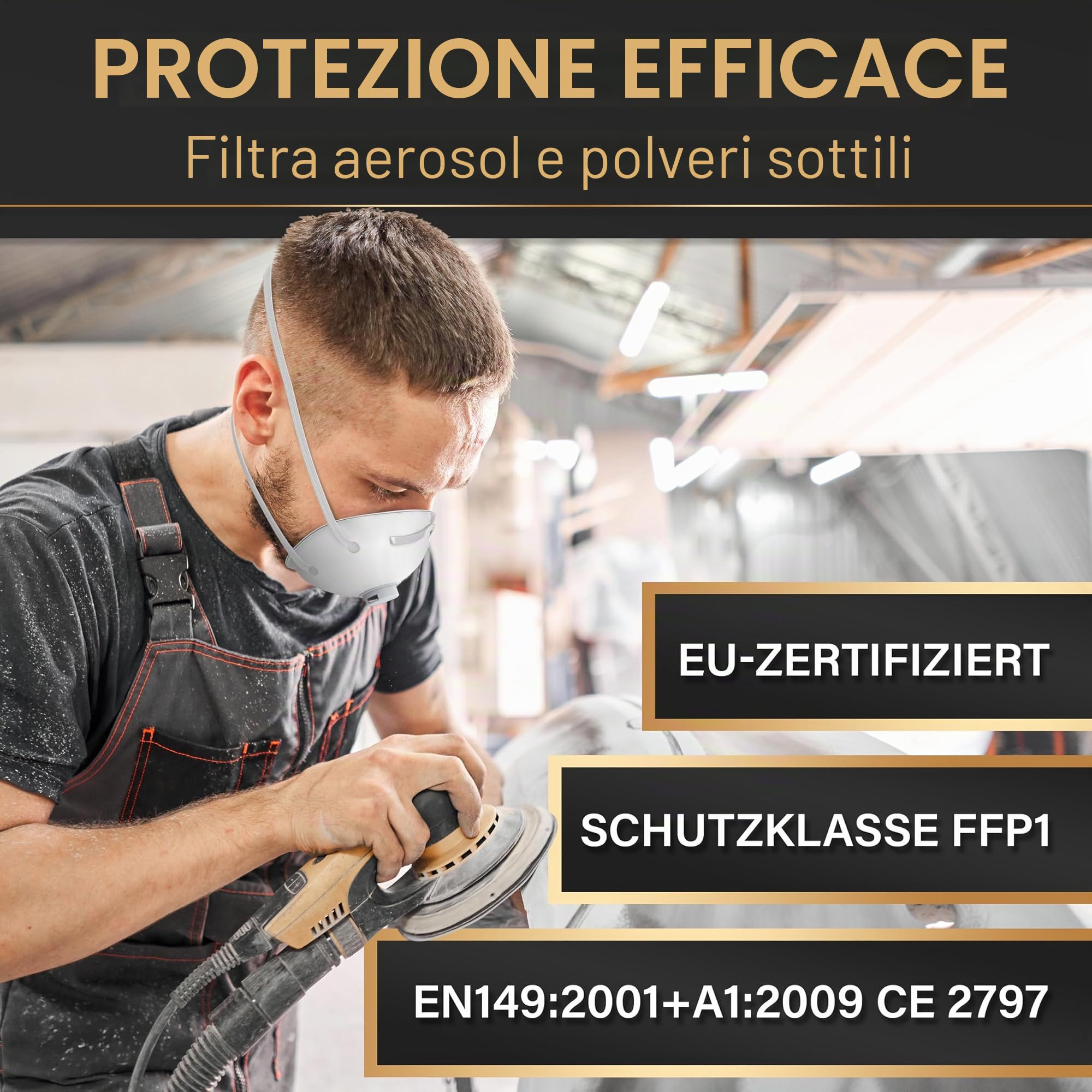 Heldenwerk Mascherina di protezione respiratoria in set da 5 10 o 20 FFP1 perfettamente regolabile per polveri sottili