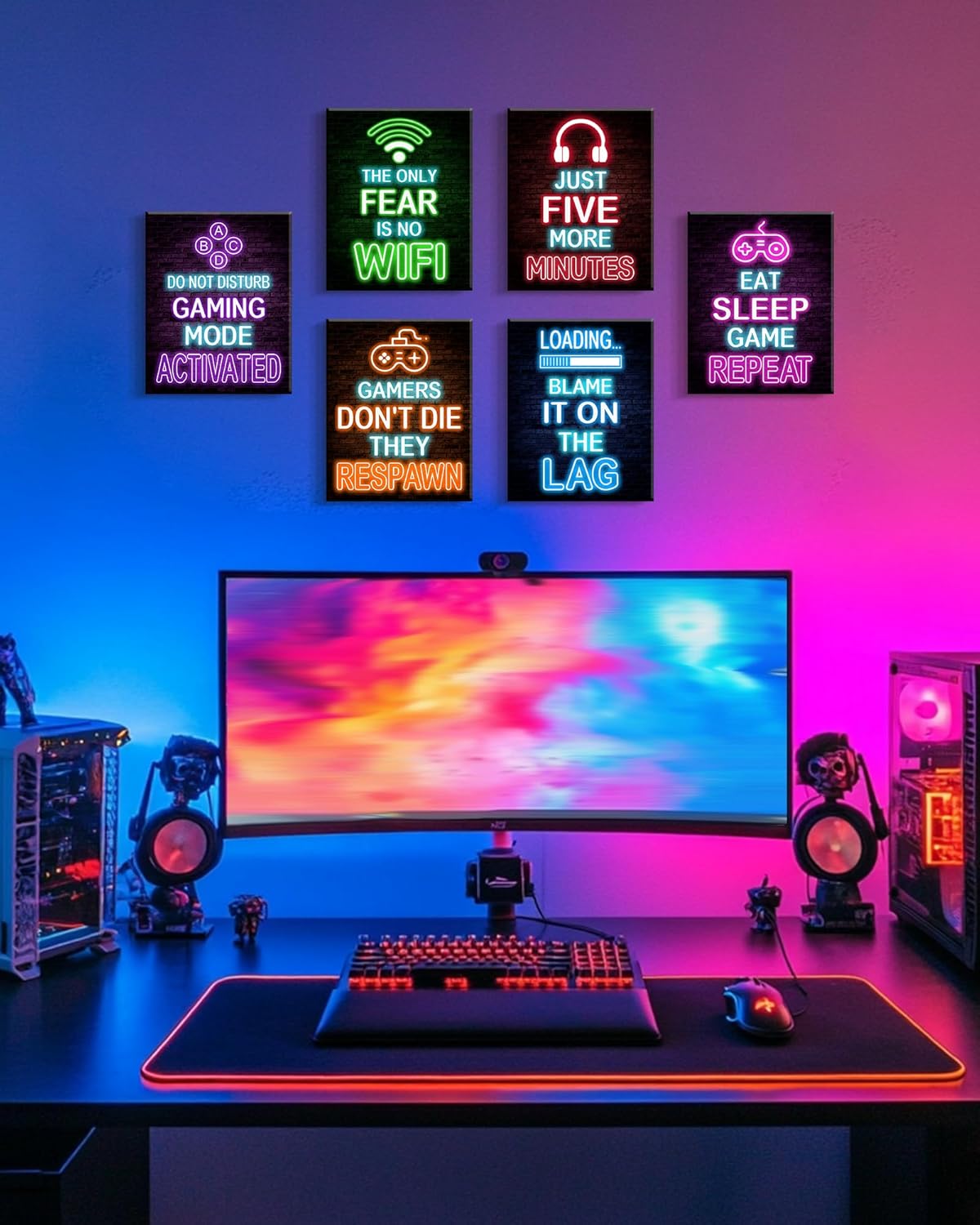 Drsoum Video Gamer Room Decor for Boys Framed Gaming Wall Art Neon Game Wall Posters 8"x10" Teenage Boy Room Decor (Framed) - Image 6