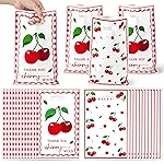 ArianQicult Cherry Party Favor Bags - 50Pcs Red Sweet Cherries Goody Candy Treat Gifts Bags, Fruit Berry Themed Party Decorations for Kids Girls Boys Birthday Baby Shower Fruit Events Supplies