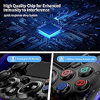 Vista 4 de BRHE Wireless PS4Controller with Hall Trigger Compatible with PS4SlimPro with Dual Vibration6-Axis Motion SensorRGB LED LightsProgramming Funtion