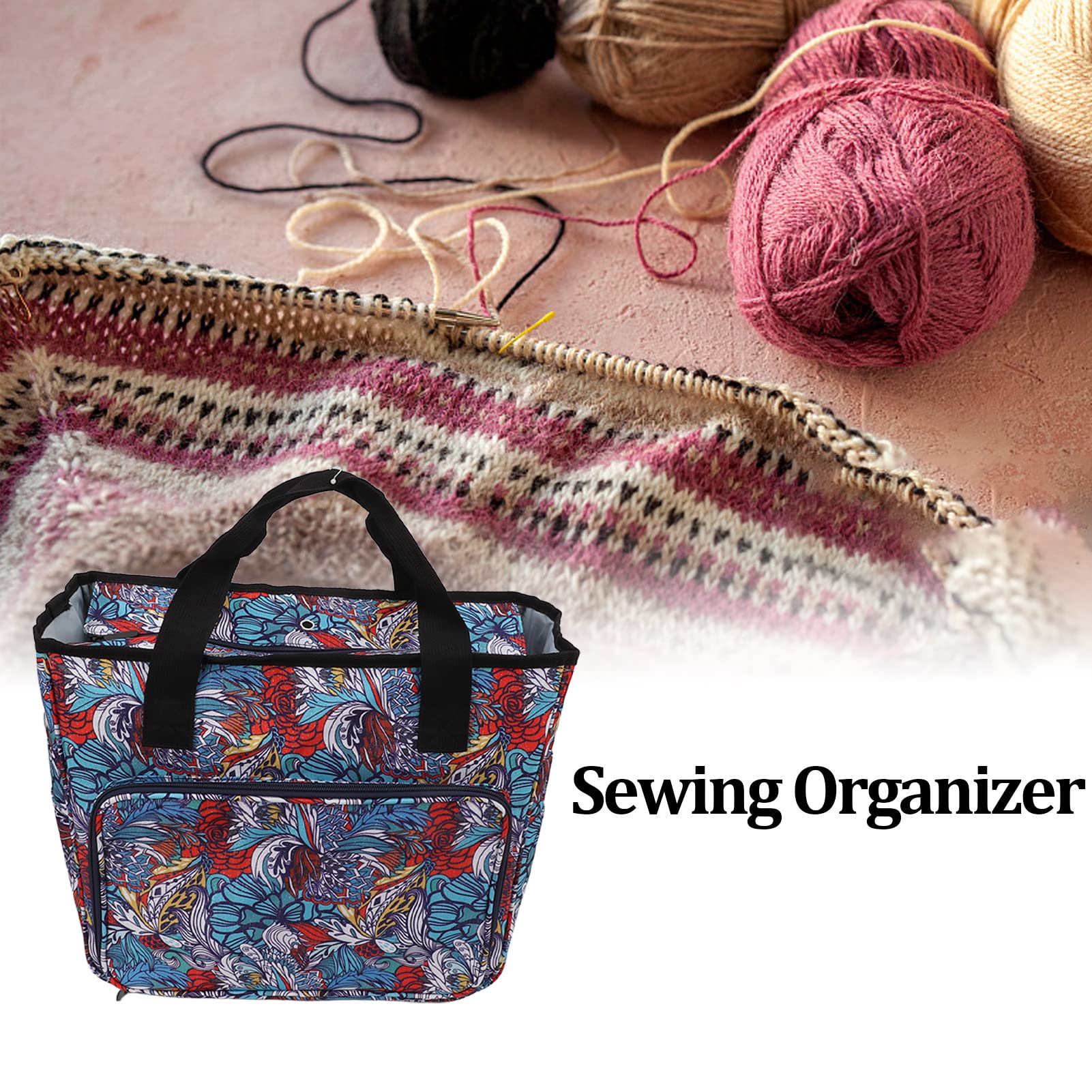 Bolsa para Tejer, Tela Oxford, Almacenamiento de Hilo Impermeable, Duradero y Liviano, Bolsa de Ganchillo Duradera, Exquisita y Portátil de Gran Capacidad, para Ganchos de Ganchillo(Rojo)