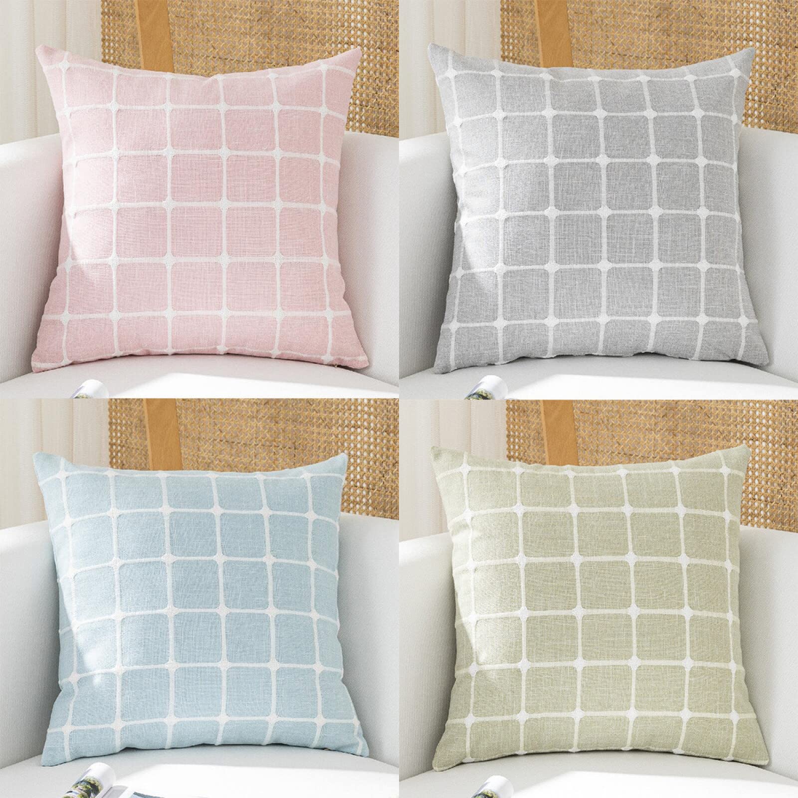 Housse de coussin 55x55cm lot de 4 taies d'oreiller pour lit et chaise