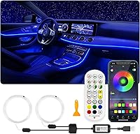 Vista 1 de Luces LED USB para automóvil, tira de luces interiores de automóvil con aplicación y control remoto RF, iluminación ambiental 2 en 1 con fibra