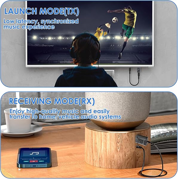 Bluetooth 5.4 USB Receptor Adaptador Transmisor de TV con Jack 3,5 mm Plug & Play Compatible con TV PC Estéreo y Altavoces Windows 7/8.1/10/11 - 4