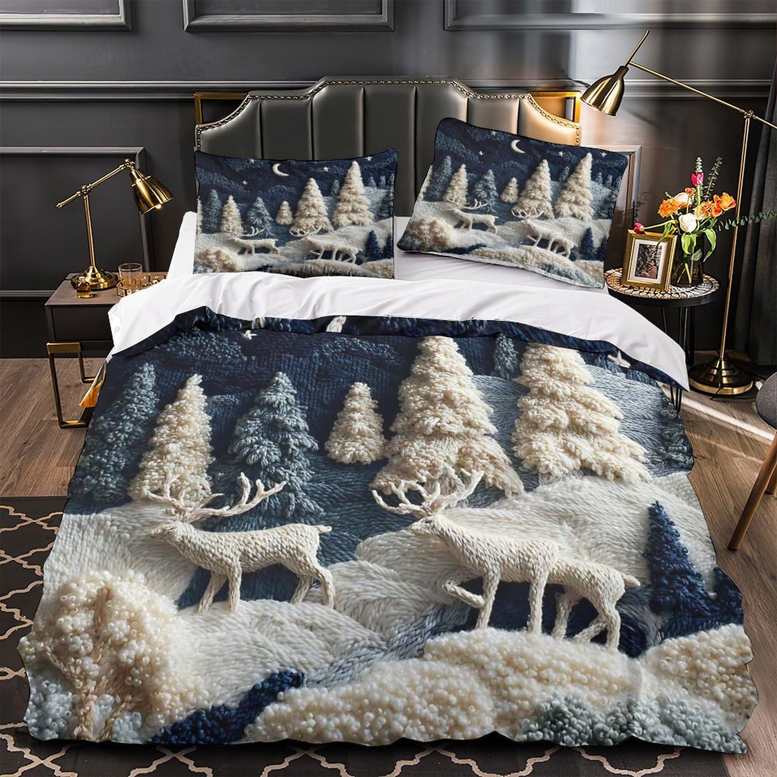 Housse de couette brodée main super douce, finitions handcrafted premium
