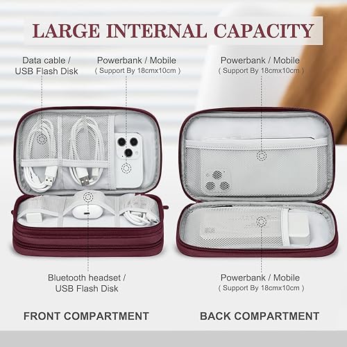 Miniatura 3 de FYY Organizador para cosas electrónicas, para viajes, para cables, cargadores, celular y auriculares, estuche portátil, impermeable, doble capa,