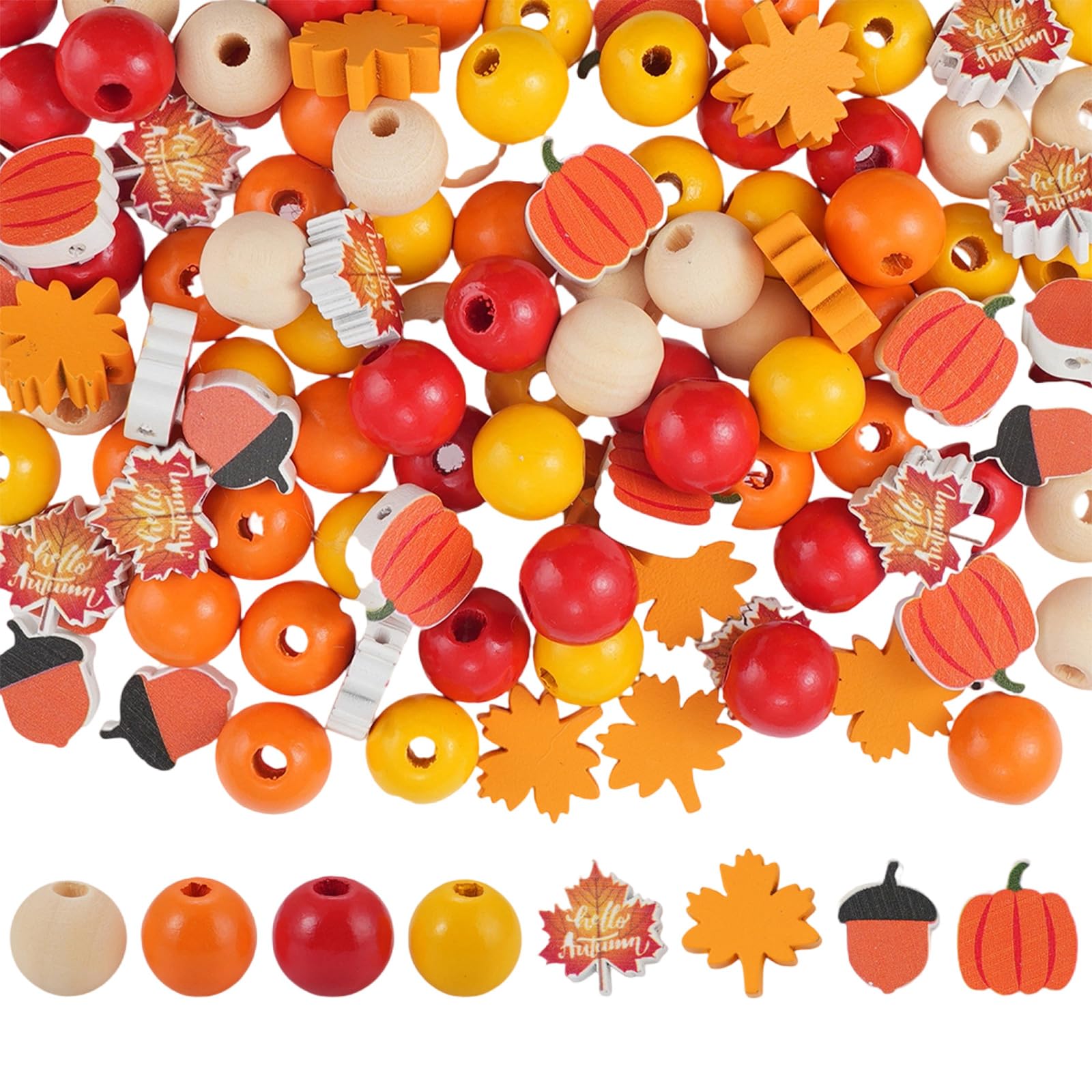 carotoe Thanksgiving Wooden Bead Assortment User Friendly Materials Handcrafted Holiday Decoration Set Easy Assembly Holiday Beads Thanksgiving Craft Natural Wood Beads Decorations Easy Assembly