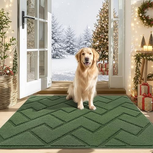 hicorfe - Tapete para interiores, para puerta delantera o trasera, parte trasera de goma, antideslizante, absorbente, resistente a la suciedad,