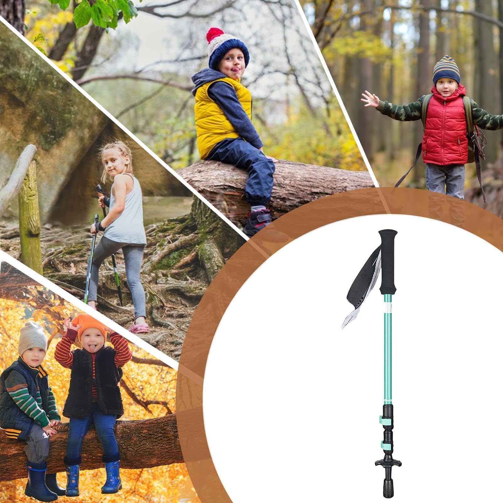 Kij trekkingowy dla dzieci, lekka teleskopowa laska do chodzenia dla dzieci, uchwyty EVA, regulowane kijki turystyczne ze stopu aluminium dla chłopców, dziewcząt, na wędrówki, kemping, przygody na