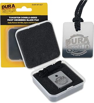 Dura-Gold Tungsten Denibbing Blade File Tool - Double-Sided Carbide Steel Paint Nib & Run Remover for Automotive Detailing - Shave Off Surface Defects, Clearcoat Imperfections, Remove Runs, Sags, Dust