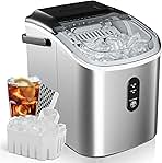 EUHOMY Ice Maker Countertop, Portable Ice Machine with Carry Handle, 26.5lbs Per Day, 9 Cubes in 6 Mins, Auto-Cleaning, with Basket and Scoop, for Home, Kitchen, Camping, RV (Silver)