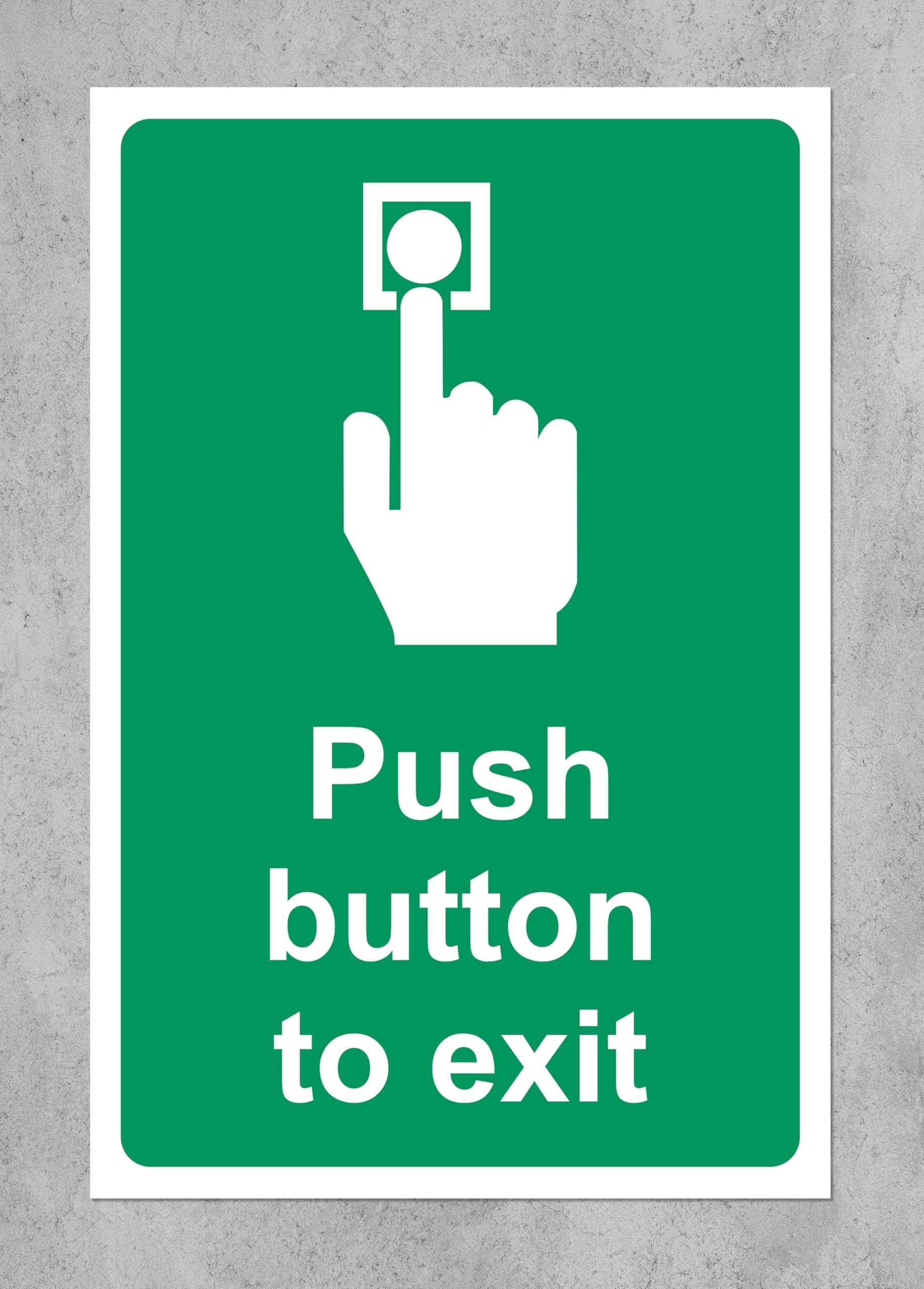 Push button to exit Safety sign - 1mm Plastic sign (150mm x 100mm)