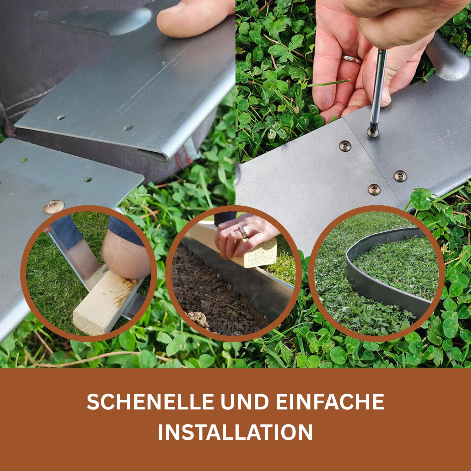 Rori Cortenstahl Rasenkante 10 m - 10 cm Höhe - abgerundete Oberseite - 10 x 1m Rasenkanten biegen - DIY Lawn Edging - Umzäunung für Obstgärten - Beeteinfassung