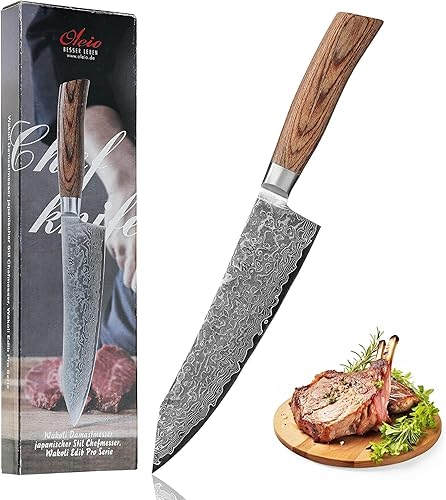 Miniatura 22 de Wakoli EDIB Pro Damascus - Juego de cuchillos de cocina de 5 piezas, cuchillos de cocina de estilo japonés, cuchillas de acero de Damasco genuino