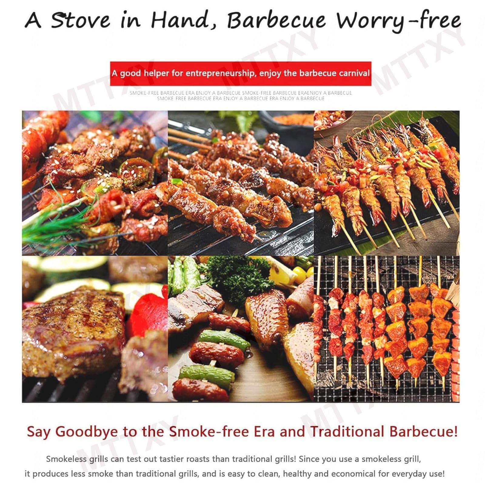 Bezdymny Grill Do Wnętrz, Elektryczny, Bezdymny, Przenośny Grill Do Grillowania O Mocy 1800 W, Grill Ze Stali Nierdzewnej, Powłoka Zapobiegająca Przywieraniu, Kontrola Temperatury Na Piknik
