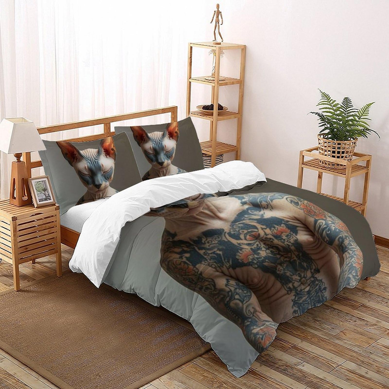 Housse de couette microfibre imprimé animaux 3D toucher ultra doux parure de lit 200x200cm