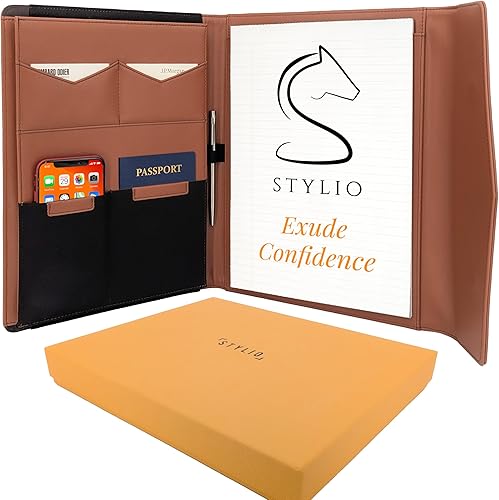 Miniatura 12 de STYLIO Carpeta Padfolio con Portapapeles Extraíble Organizador de Portafolio Carpeta con Almacenamiento para Cuaderno, Bloc de Notas