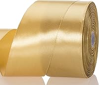 Vista 25 de Cinta de satén sólida de 1 pulgada de oro champagne, 50 yardas de cinta de tela para manualidades, envoltura de regalos, ramos florales, decoración