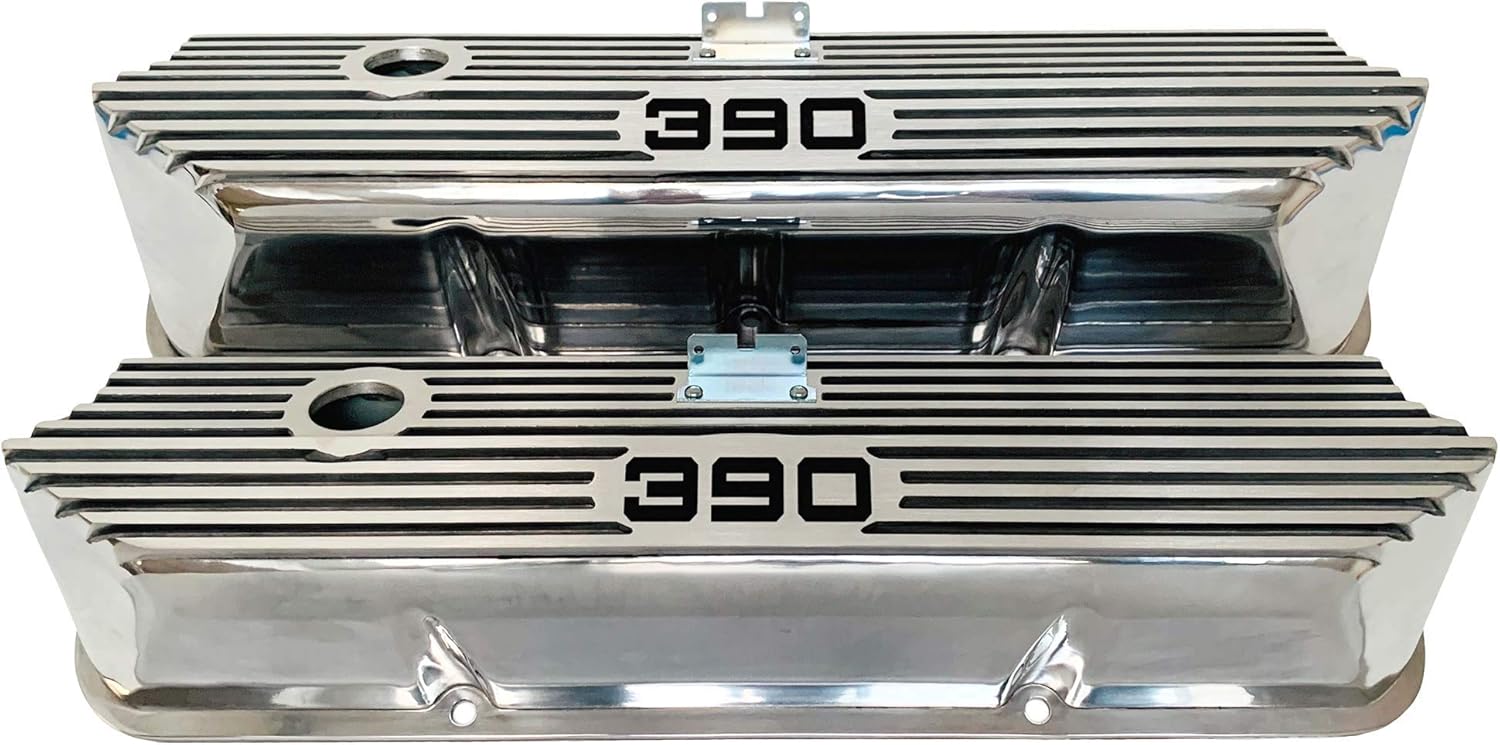 Compatible with Ford FE 390 Tall Polished Die-Cast Aluminum Valve Covers-L8