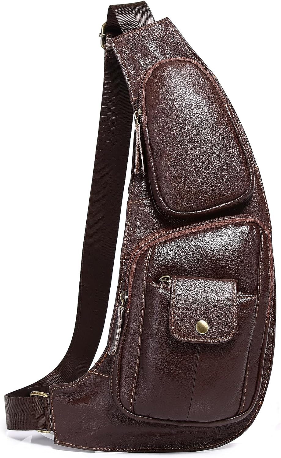 KPYWZER Vintage Leather Sling Bag Backpack for Men Crossbody Shoulder Chest DayPack Backpacks